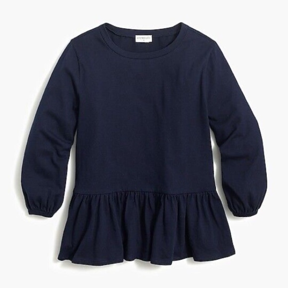 J. Crew Crewcuts Peplum Girls Long Sleeve Navy Top